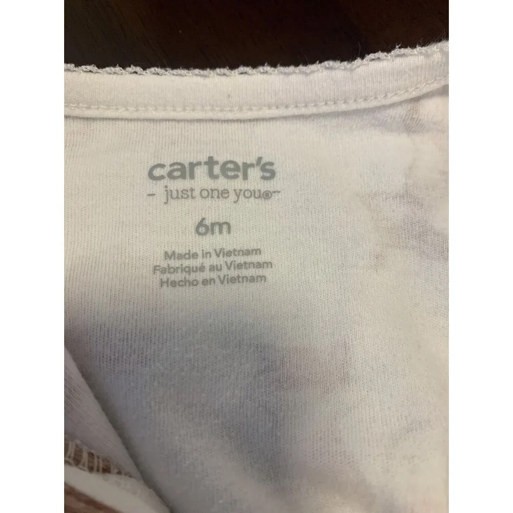 Carters Just One You 6M Animal Print Onesie &‎ Colorblock Checkered Sweat Set